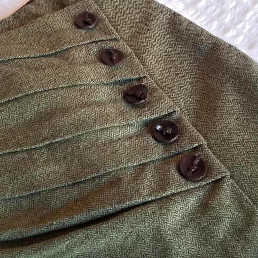 Eva Franco Green Herringbone Pencil Skirt, Size 10